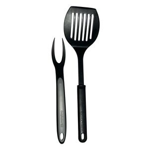 Calphalon Slotted Turner Spatula & Meat Fork Set Black Heat‎ Resistant 400F USA